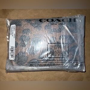 COACH CC871 Corner Zip Wristlet Wallet In Leopard Print Silver/Light Saddle NEW!